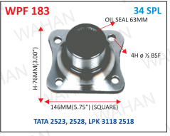 PINION FLANGE 34T X 4.25” SQUARE X 76MM-H X 4H x ½ BSF X 63MM OIL SEAL -L/L.