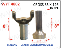 YOKE & TEETH SET - YOKE-8'' & REAR TEETH-8'' X 16 TH X UJC - 35 X 126 X 3.50'' DIA - COATED - TUSKER