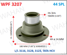P .FLANGE 44-TH  x  7.00" SERR X 100MM-H X 4H x 14mm X 76.30MM - SEAL OD - I3