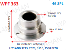 P .FLANGE 46-TH x 6.00" SERR X 90MM-H X 4H x 12 MM X 83MM OIL SEAL - I3