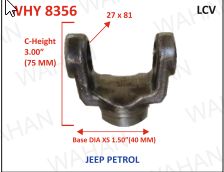 HALF YOKE - UJC - 27 X 81 X 3.00"-HEIGHT X 1.50" DIA - JEEP - PETROL
