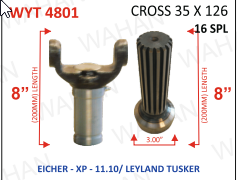 YOKE & TEETH SET - YOKE-8'' & REAR TEETH-8'' X 16 TH X UJC - 35 X 126 X 3.00'' DIA - COATED - EICHER - XP - 11.10