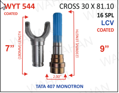 YOKE & TEETH SET - YOKE-7'' & REAR TEETH-9'' X 16 TH X UJC - 30 X 81.10 X 2.00'' DIA - COATED
