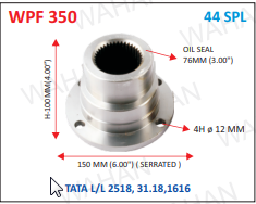 P .FLANGE - 44-TH-6'' SERR X 6.00" SERR X 100MM-H X 4H x 12mm  X 76.30 MM  SEAL OD 