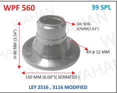 [WPF 560] P.FLANGE 39-TH X 6.00" SERR X 90MM-H X 4H x 12 MM x 67.MM OIL SEAL- I4