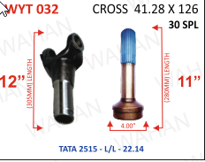 [WYT 032] YOKE & TEETH SET - YOKE-12'' & REAR TEETH-11'' X 30 TH X UJC - 41.28 X 126 X 4.00'' DIA - COATED