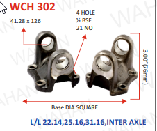 [WCH 302] C.H. - 41.28 x 126 x 3.00”-H x SQUARE x 4 H ½ BSF-SQ -L- I1