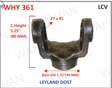 [WHY 361] HALF YOKE - UJC - 27 X 81 X 3.25"-HEIGHT X 1.75" DIA - A/L - DOST