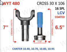 [WYT 480] YOKE & TEETH SET - YOKE-7'' & REAR TEETH-6.5'' X 16 TH X UJC - 30 X 106 X 3.00'' DIA - COATED -  CANTER - N/MODEL-L3