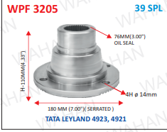 [WPF 3205] P .FLANGE  39-TH x 7'' DIA SERRATED x 110MM-H x 4H X 14MM X 76mm THICK SEAL