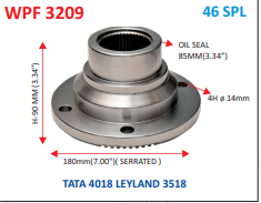 [WPF 3209] P. FLANGE  46-TH x 7.00" SERR LONG X 90MM-H X 4H x 14 MM X 85MM OIL SEAL