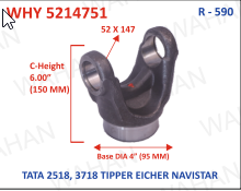 [WHY 5214751] HALF YOKE - UJC - 52 X 147 X 6"-HEIGHT X 4" DIA - TUBE DIA-95MM-G1