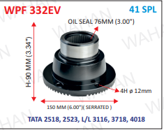 [WPF 332] P .FLANGE - 41-TH x 6.00" SERR  X 90MM-H X 4H x 12mm X 76MM OIL SEAL