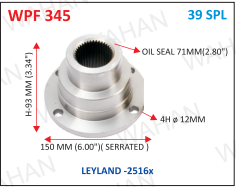 [WPF 345] P .FLANGE 39-TH X 6.00" SERR  X 93MM-H X 4H x 12MM X 71MM OIL SEAL 