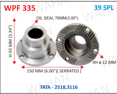 [WPF 335] P .FLANGE 39-TH x 6.00" SERR X 93MM-H X 4H x 12 MM X 76MM OIL SEAL - I1