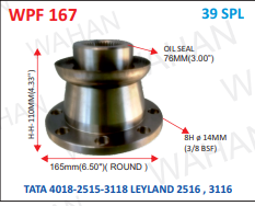[WPF 167] P .FLANGE  39-TH x 6.5'' DIA ROUND X   110.MM HEIGHT x 8H x 14MM X 76MM OIL SEAL X16.MM BOLT- C1