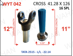 [WYT 042] YOKE & TEETH SET - YOKE-12'' & REAR TEETH-11'' X 16 TH X UJC - 41.28 X 126 X 4.00'' DIA - COATED / PLAIN