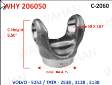 [WHY 206050] HALF YOKE - UJC - 59 X 167 X 6.50"-HEIGHT X 4.75" DIA - L/TYPE - SPECIAL HEAVY 