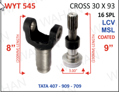[WYT 545] YOKE & TEETH SET - YOKE-8'' & REAR TEETH-9'' X 16 TH X UJC - 30 X 93 X 3.00'' DIA-L3