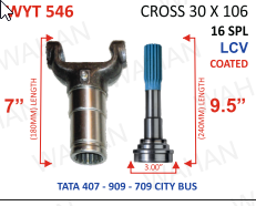 [WYT 546] YOKE & TEETH SET - YOKE-7'' & REAR TEETH-9.5'' X 16 TH X UJC - 30 X 106 X 3.00'' DIA - COATED - CANTER ,TATA 909-L3