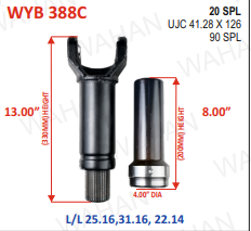 [WYB 388C] 90 SPL X-20TH-LF-14''& BH-8.00''-SET-4''-DIA - COATED - 41.28 X 126