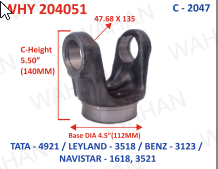 [WHY 204051] HALF YOKE - UJC - 47.68 X 135 X 5.50"-HEIGHT X 4.50" DIA - C-2040