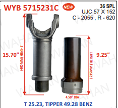 [WYB 5715231C] R-620-36TH-SET-DIA-4.50'-LF-15.70' & BH-9.25'- COATED -57 X 152