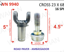 [WN 9940] YOKE & TEETH SET - YOKE-5.00'' & REAR TEETH-4.5'' X 16 TH X UJC - 23 X 68 X 62MM DIA - PLAIN , PAVER