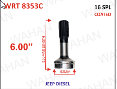 [WRT 8353C] REAR TEETH - 16TH x 62MM-DIA x 6'' - LENGTH - COATED - JEEP-L3