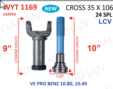 [WYT 1169] YOKE & TEETH SET - YOKE-9'' & REAR TEETH-10'' X 24 TH X UJC - 35 X 106 X 3.00'' DIA - COATED