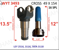 [WYT 3493] YOKE & TEETH SET - YOKE-13.5'' & REAR TEETH-12'' X 16 TH X UJC - 49 X 154 X 4.00'' DIA - COATED / PLAIN