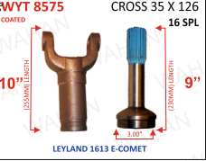 [WYT 8575] YOKE & TEETH SET - YOKE-10'' & REAR TEETH-9'' X 16 TH X UJC - 35 X 126 X 3.00'' DIA - COATED - LEY. 1613 - E.COMET
