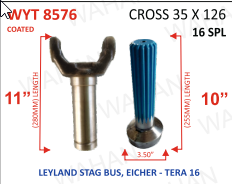 [WYT 8576] YOKE & TEETH SET - YOKE-11'' & REAR TEETH-10'' X 16 TH X UJC - 35 X 126 X 3.50'' DIA - COATED - TEERA.16